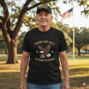 Home proud and free vietnam veterans unisex t shirt | soaring eagle with vietnam service ribbon patriotic military design, remember our vets