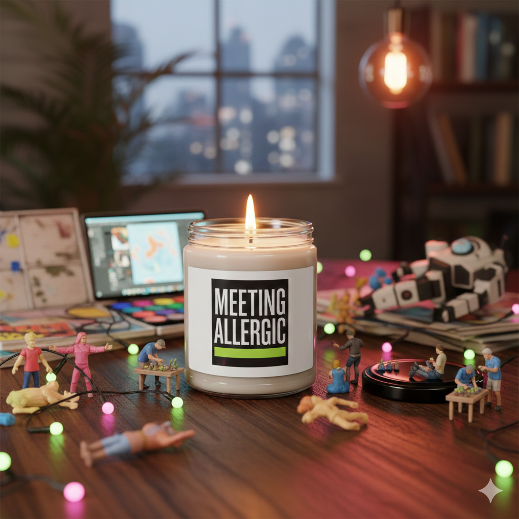 "meeting allergic" studio candle | industrial grotesk soy wax home fragrance "meeting allergic" studio candle | industrial grotesk soy wax home fragrance