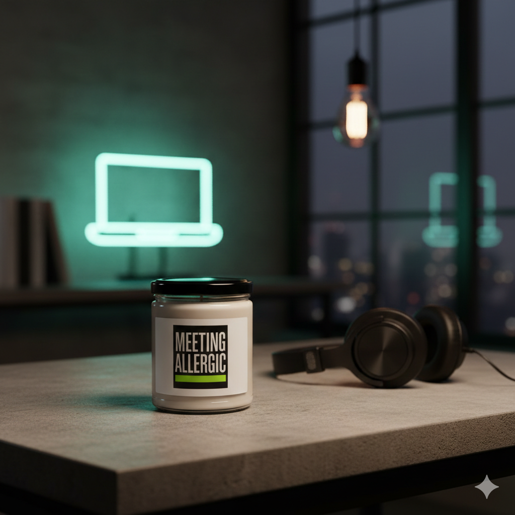 "meeting allergic" studio candle | industrial grotesk soy wax home fragrance "meeting allergic" studio candle | industrial grotesk soy wax home fragrance