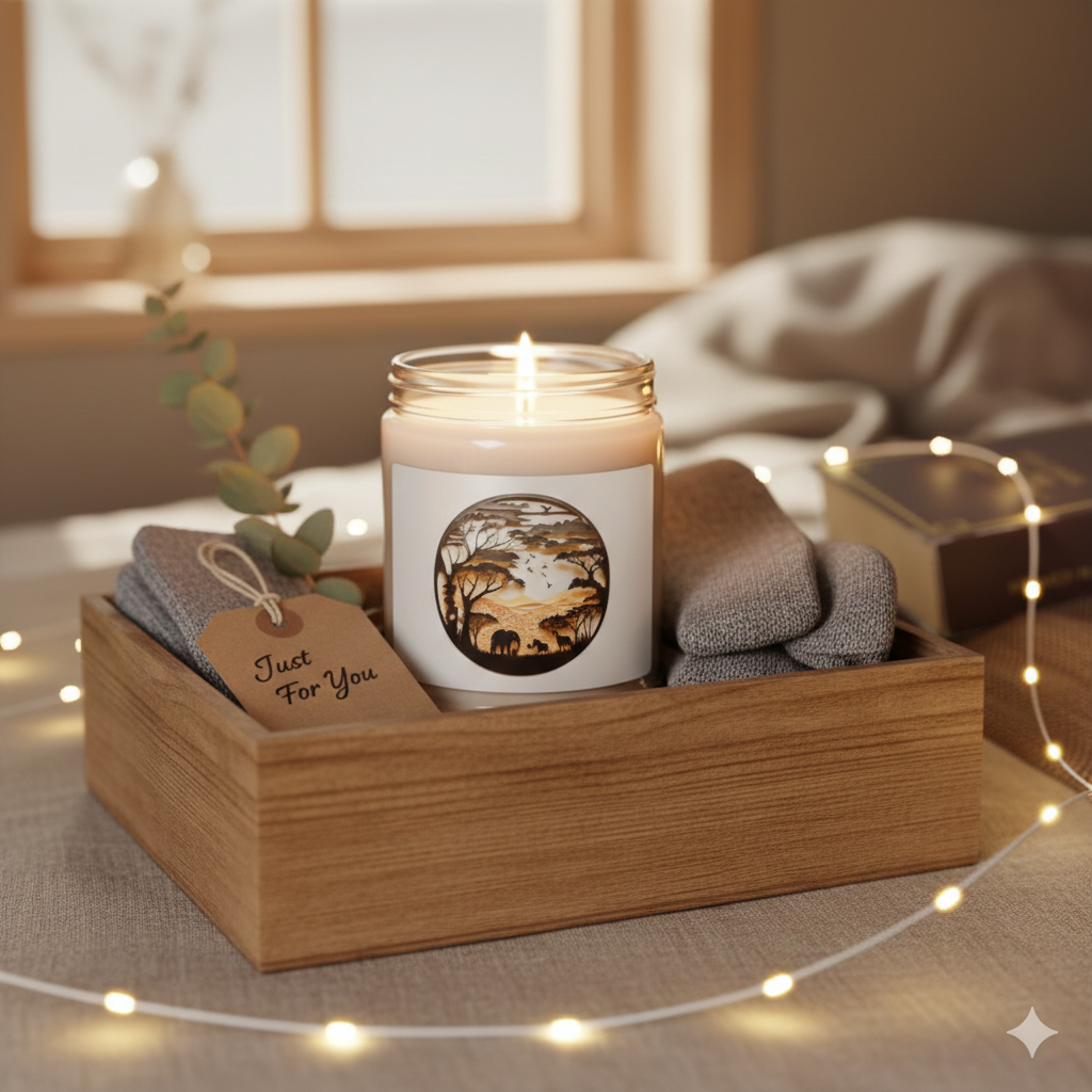 Beautiful African Scene with Elephant and animals